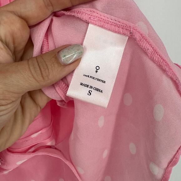 Selkie Chiffon Pleated Ruffle Shoulder Button Down Blouse - Picture 3 of 5